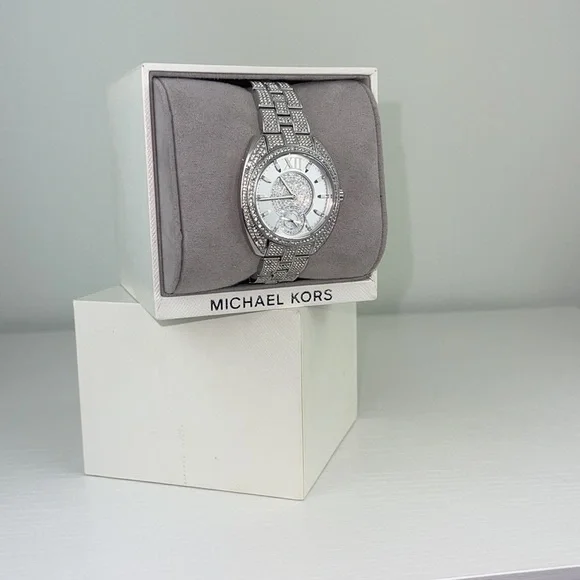 Michael Kors Luxurious Dena Pavé Silver-Tone Watch Ladies - Picture 8 of 11